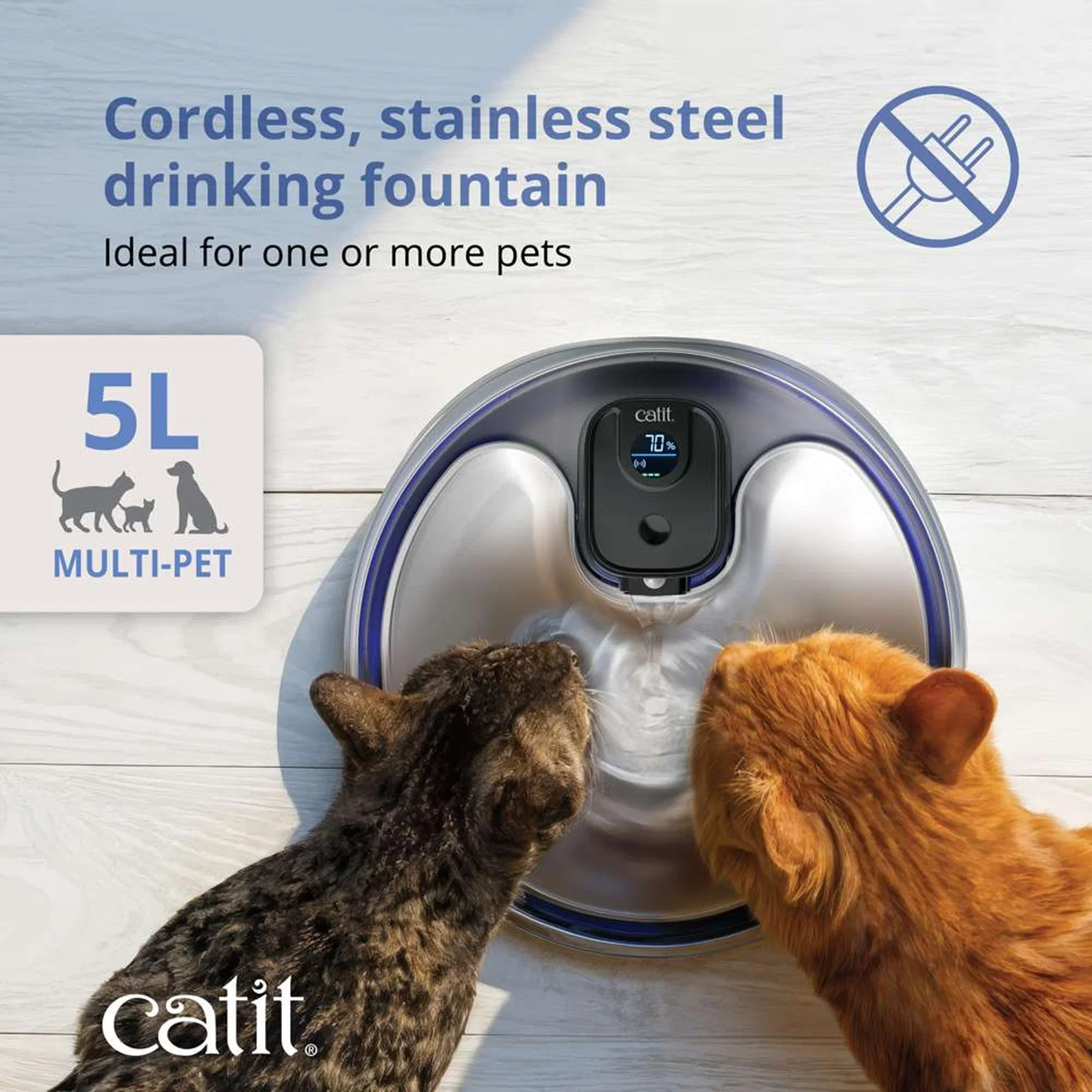 Catit Pixi Drikkefontæne Rustfrit stål UV-C 5 Liter